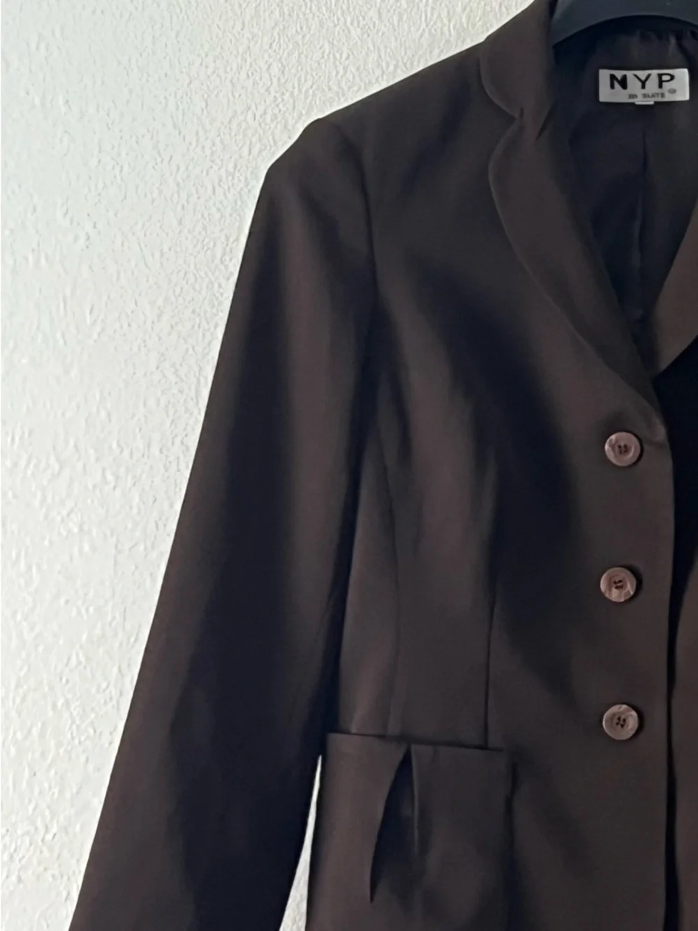 NYP Women's Brown Tailored Three-Button Blazer, Size 10